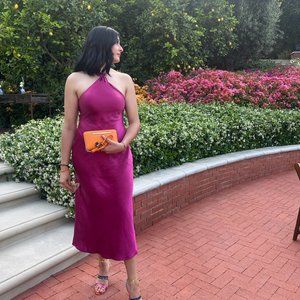 Nasty Gall - Knot Halter Neck Satin Midi Dress